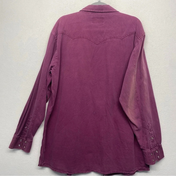 White Horse Pearl Snap Button Down Shirt Purple Vintage Men's XL FLAW - Picture 2 of 9